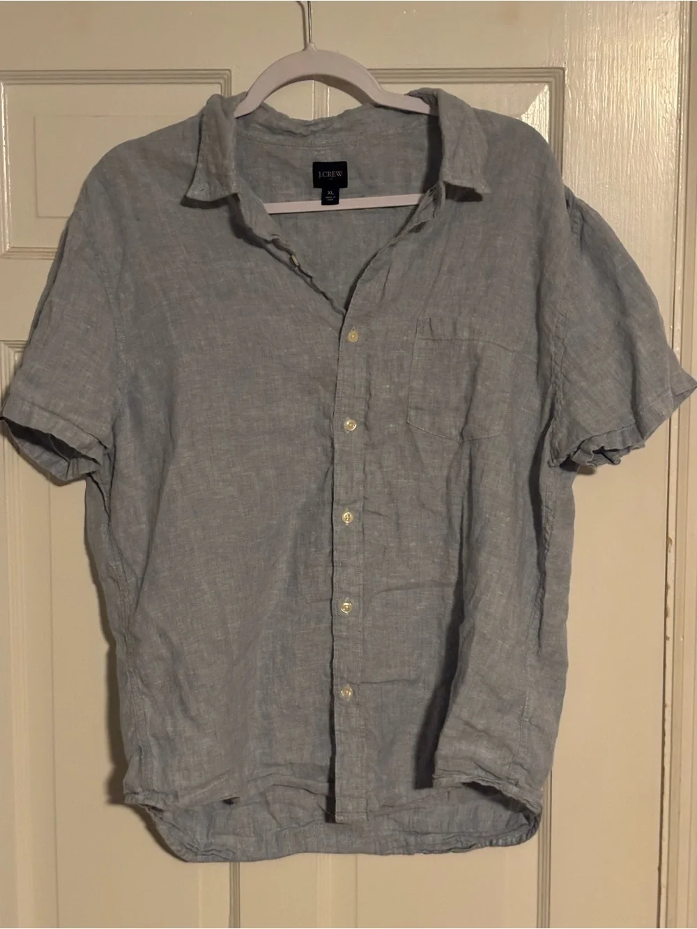 J. Crew Light Blue Short-Sleeve Linen Button-Down Shirt